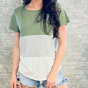 Nursing Queen Nursing T-Shirt- 3 Block Colorblock- Green